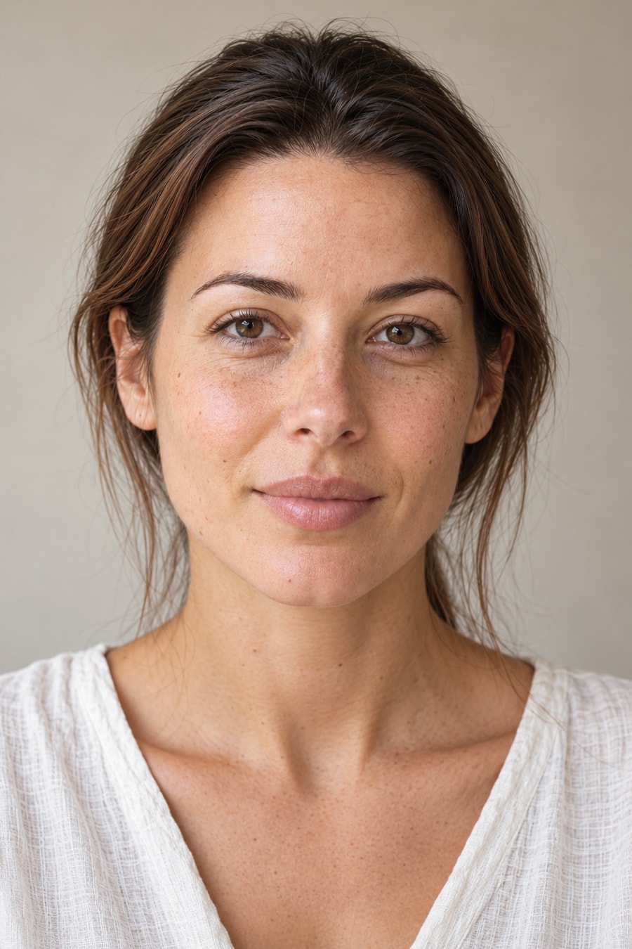 Illustrative front-facing portrait highlighting natural lips and facial balance